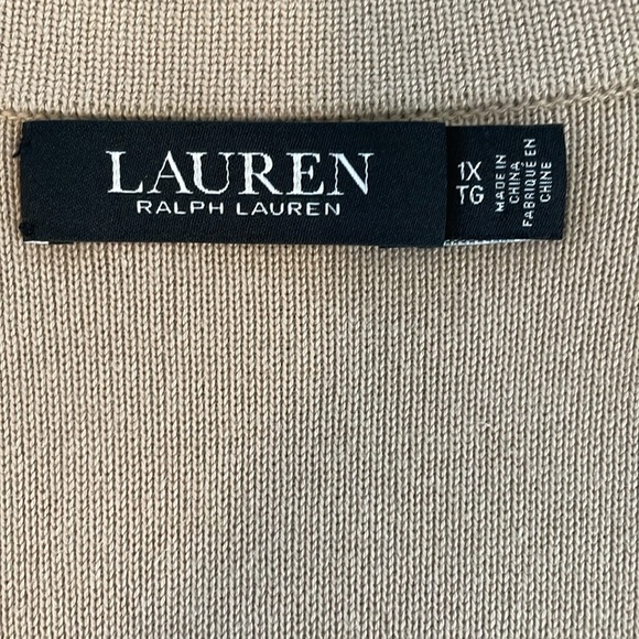 Lauren Ralph Lauren Black Label Cotton Blend Knit Blazer Jacket Tan Size 1X - Picture 11 of 15